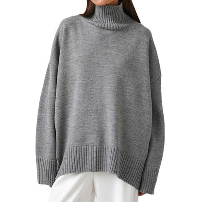 Winter High Neck Solid Color Knit Sweater