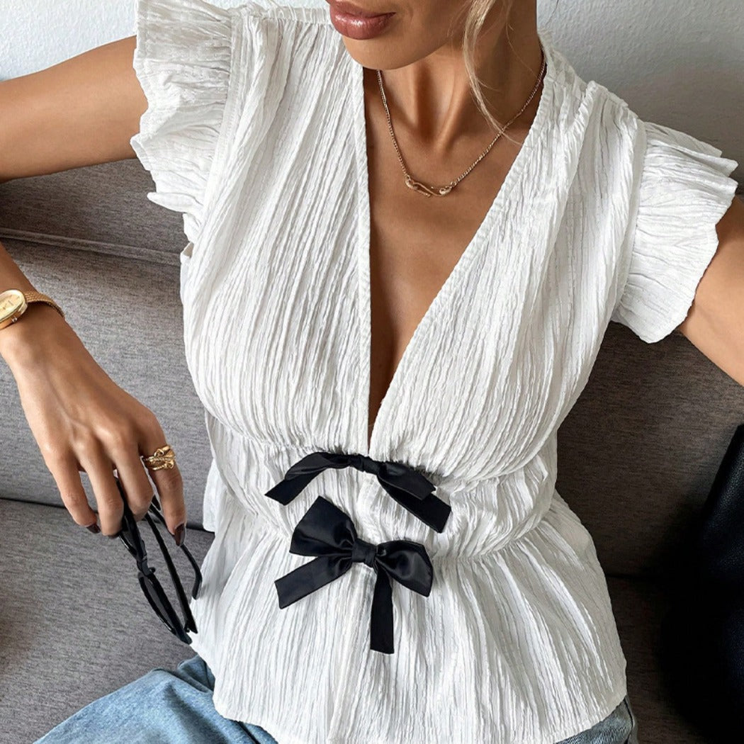 Crosa - Resort Bow Shirt - Vacation Chic