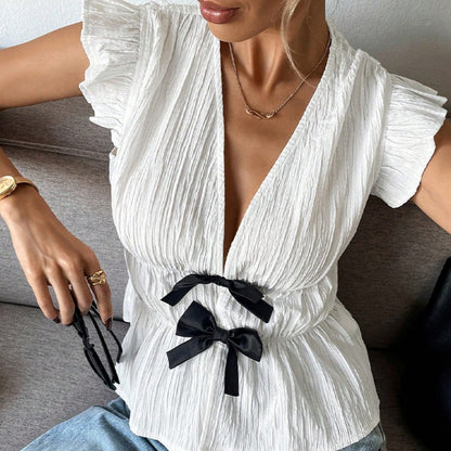 Crosa - Resort Bow Shirt - Vacation Chic