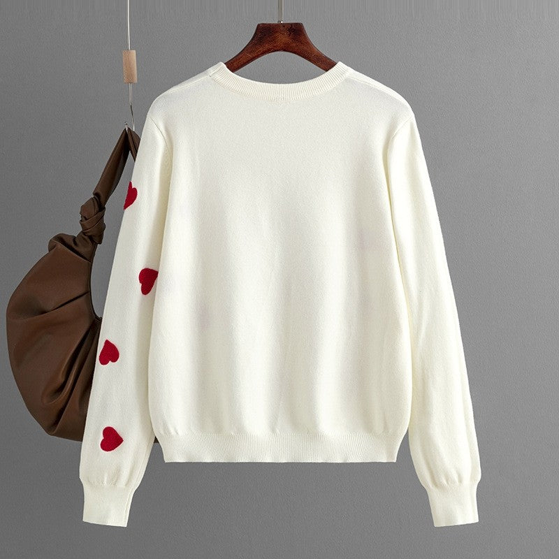 Round Neck Love Pullover Loose Sweater