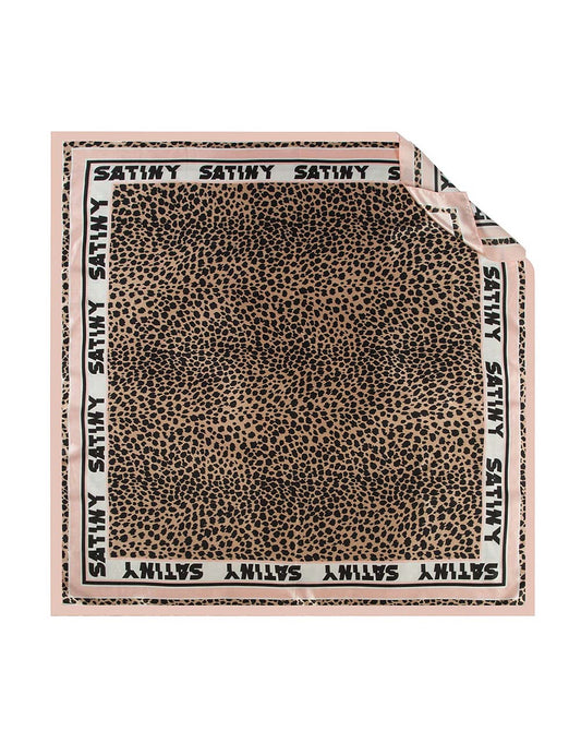 Vintage Colorblock Leopard Square Satin Scarf