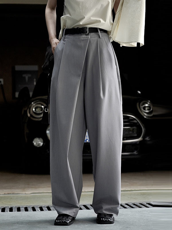 Loose Wide Leg Solid Color Casual Pants Bottoms Trousers