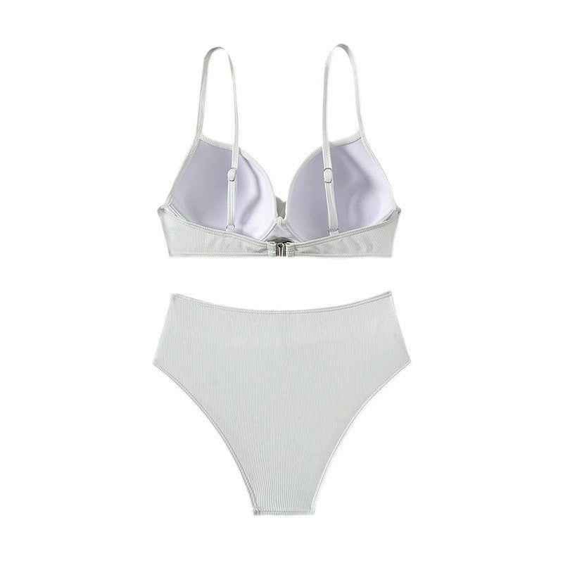 Solid Steel Wire High Waist Bikini