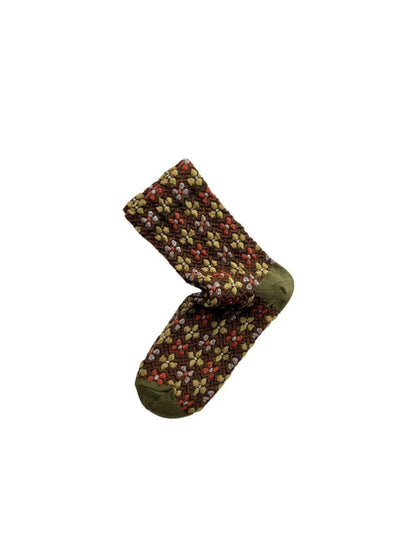 Rufia - Floral Embossed Retro Style Socks