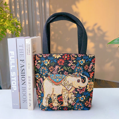 Cosbai - Embroidered Canvas Handbag