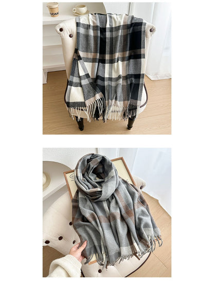 Scarvii - Colorblock Plaid Winter Scarf for Women