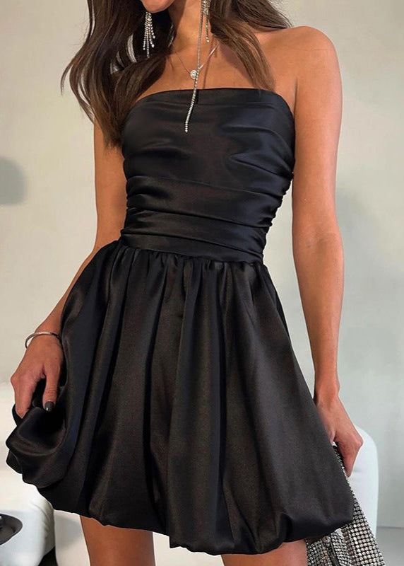 Strapless Bubble Mini Dress In Lustrous Fabric