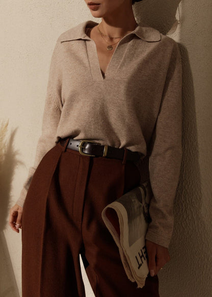 Soft Knit Polo Sweater In Plush Knit Fabric