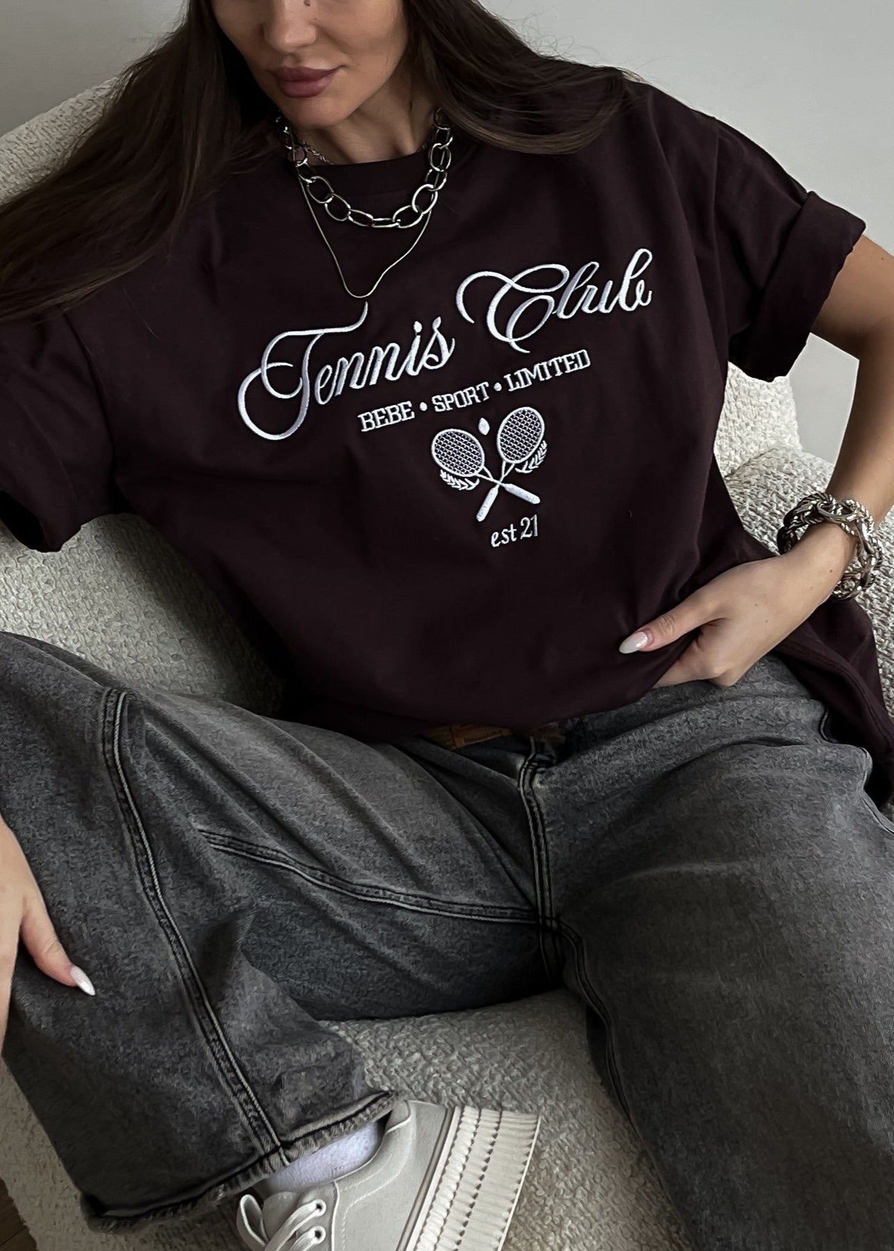 Oversized Cotton Graphic Sporty T Shirt
