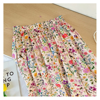 Shea - Floral Wide-Leg Long Pants - Loose &amp; Cheerful
