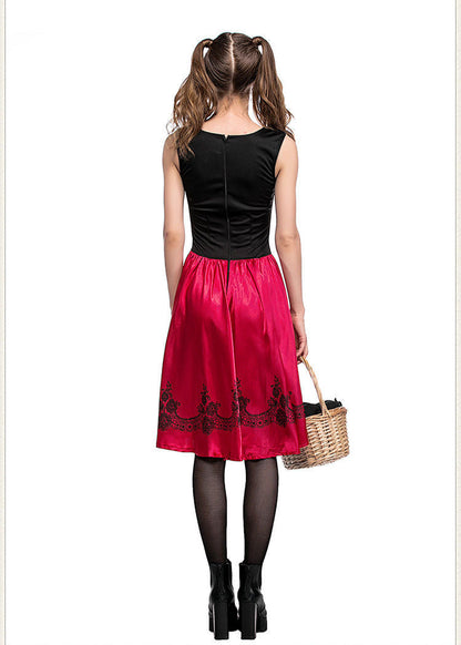 Red Riding Hood Costume Dress With Satin Cape