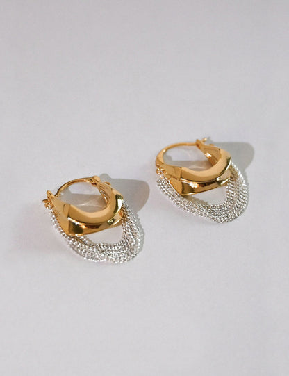 Gold Elegant Tassel Hoop Dangle Earrings
