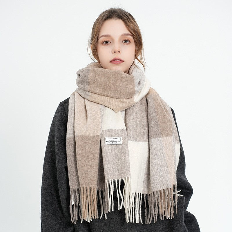 Plaid Fringe Shawl Scarf