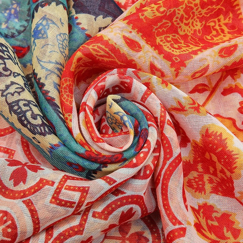 Fashion Colorful Printed Fringe Scarf