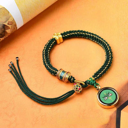 Hand-Painted Thangka Dharma Eye, God Of Wealth Eye, Tibetan Style Handwoven Bracelet