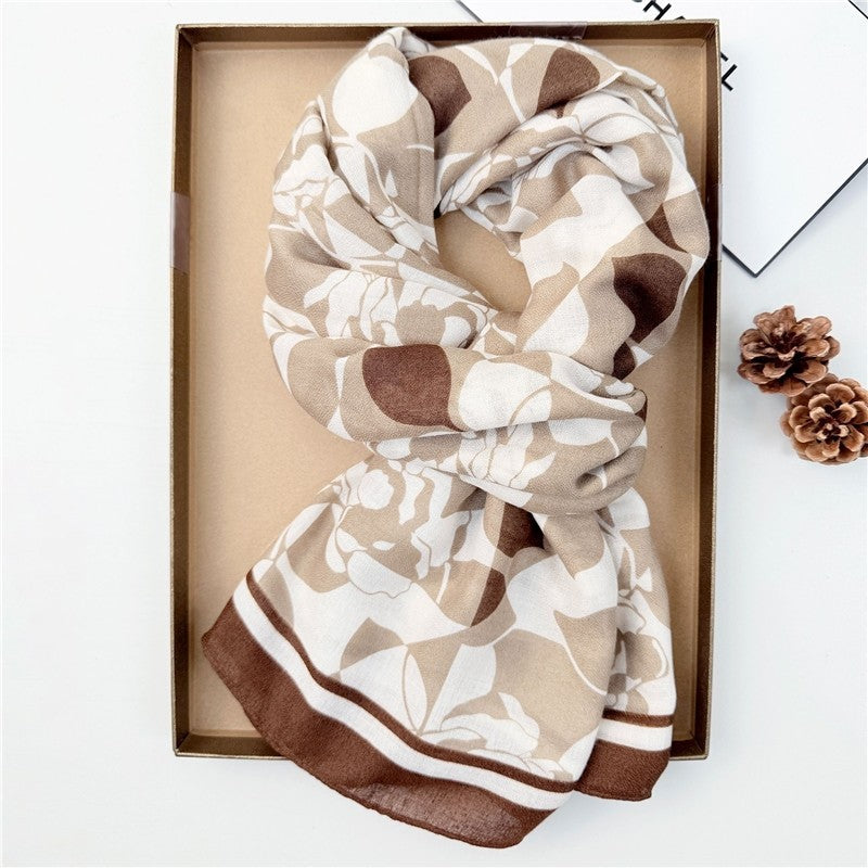 Thin Printed Long Silk Scarf