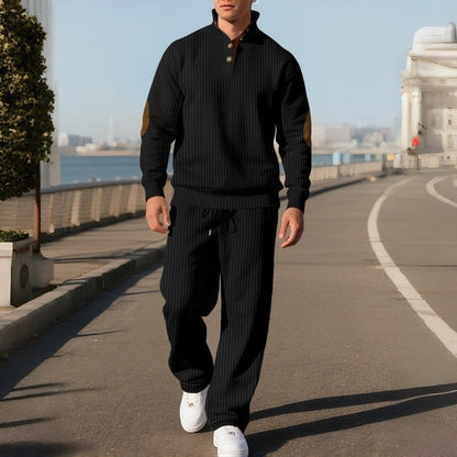Stand Collar Jacquard Ribbed Knit Sweater