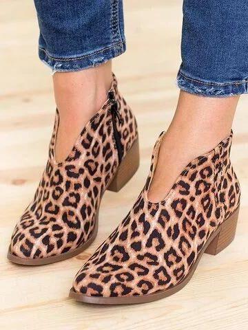 Nude Boots Deep V Sexy Short Boots Casual Comfortable Zipper Shoes Women'S Boots