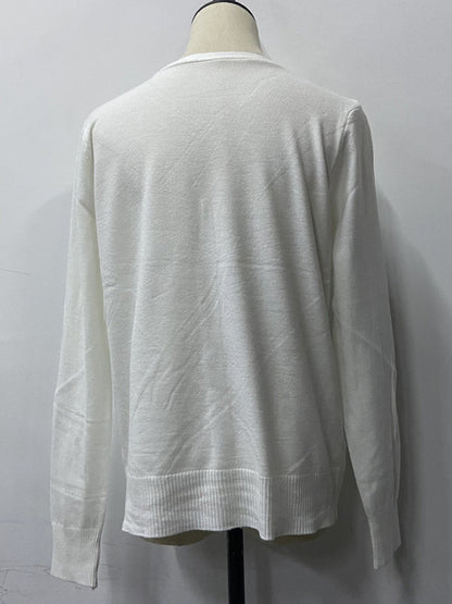 Simple Long Sleeves Buttoned Solid Color Sweater Cardigan Tops