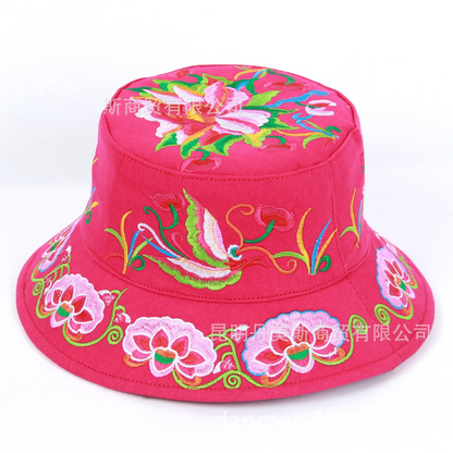 New Embroidered Sun Hat Full Embroidered National Wind Lady Round Hat