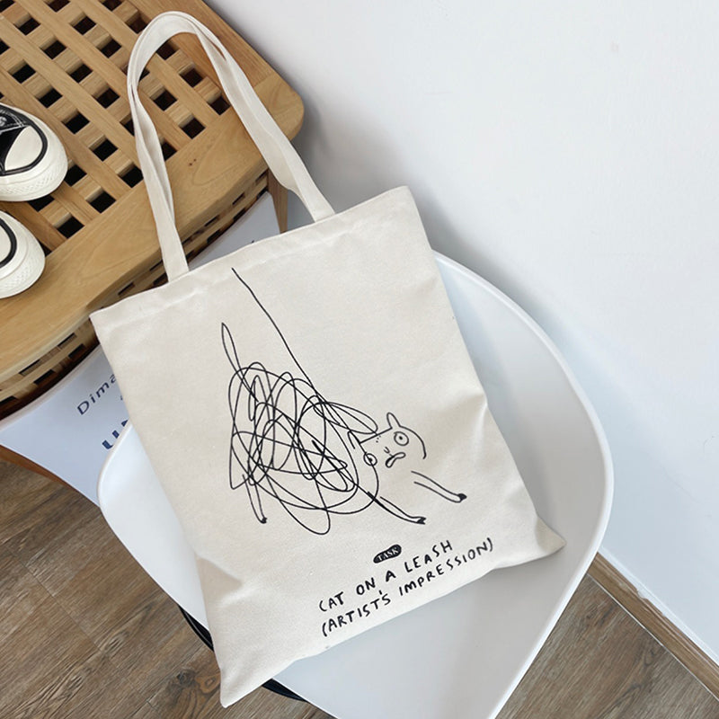 Personalized Graffiti Design Cute Cat Canvas Bag