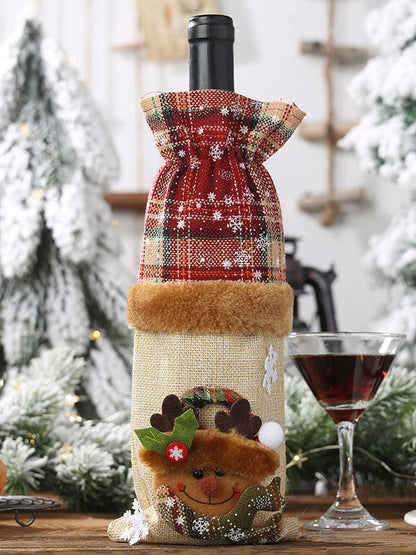 Christmas Checkered Split-Joint Wine Bags