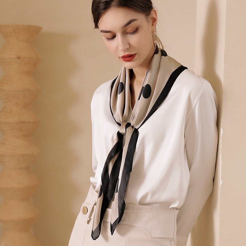 Dots Printed Square Silk Imitation Scarf