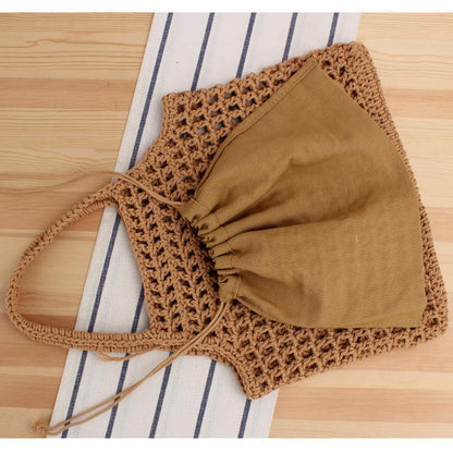 Crochet Market Bag Literary Cotton Braided Bag
