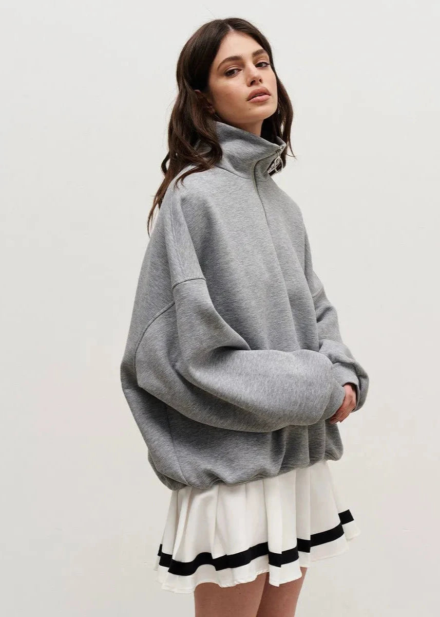 Zip Up Sweater Soft Fabric Casual Style