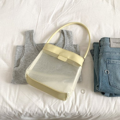 Leather Large Capacity Mesh Shoulder Bag