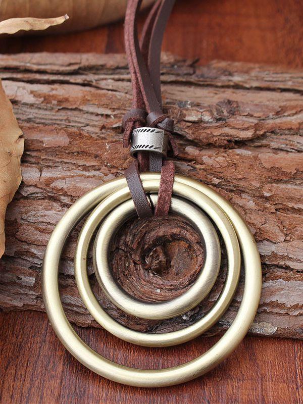 Bohemian Wind Necklace Three-Ring Pendant Accessories Pendant Long Sweater Chain