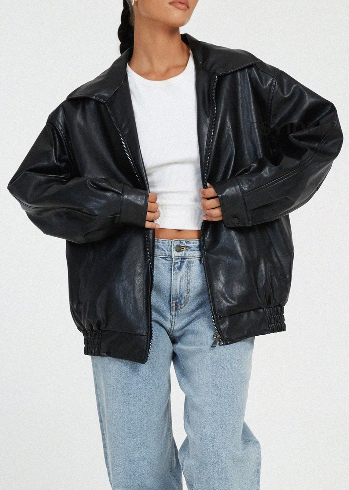 Leather Jacket Black Brown Oversized Biker Style