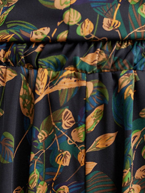 Loose Short Sleeves Printed Lapel Two Pieces Set