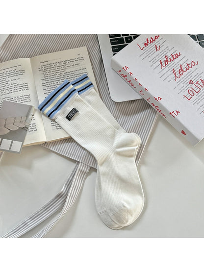 Rufia - Preppy Stripe Crew Socks - Sporty &amp; Chic