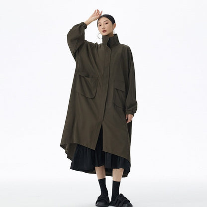 Turtleneck Solid Color Long Coat