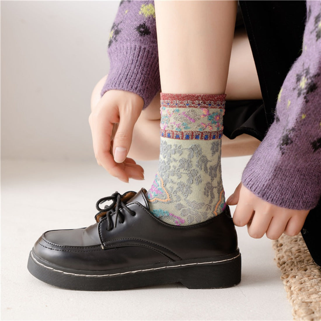 Rufia - Vintage Pattern Autumn-Winter Mid-Calf Socks