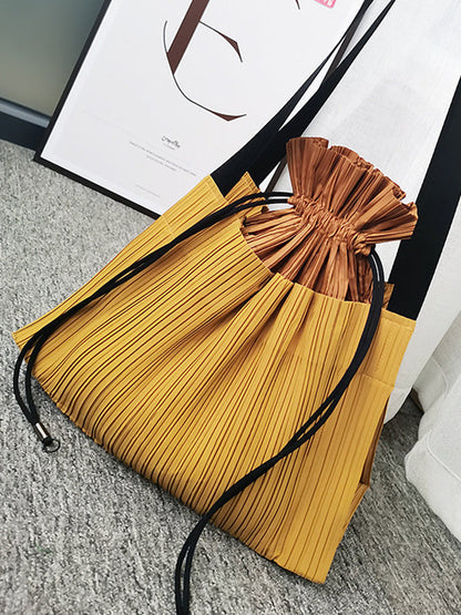 Contrast Color Drawstring Pleated Bags Accessories