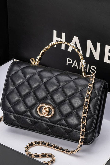Classic cowhide quilted chain lock bag