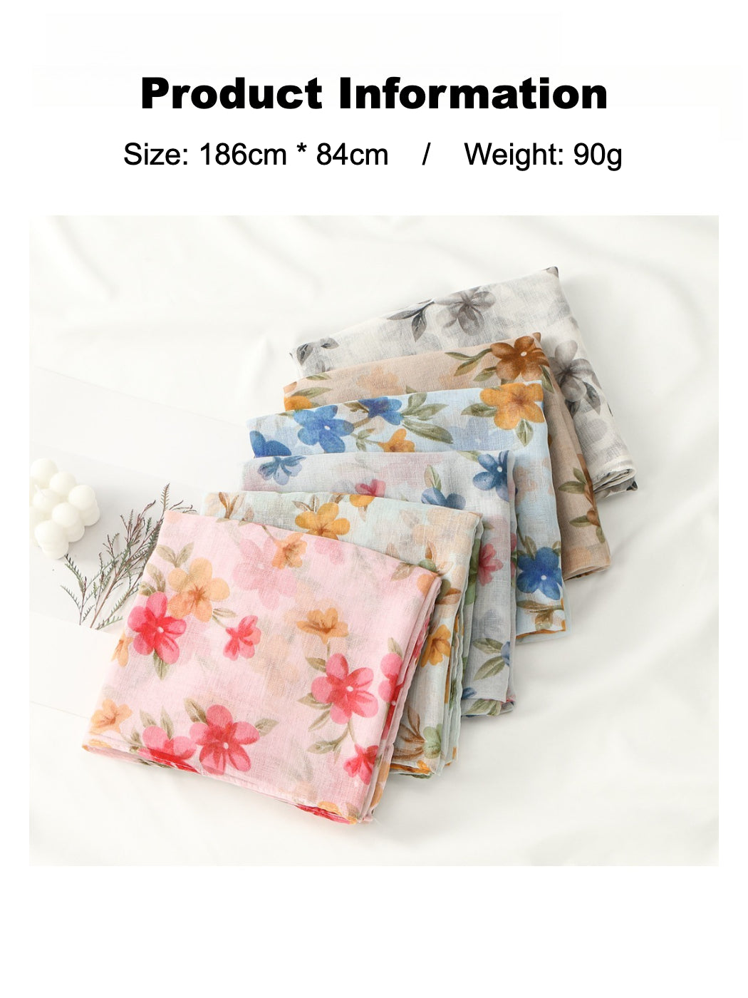 Scarvii - Floral Voile Print Scarf Shawl Beach Wrap