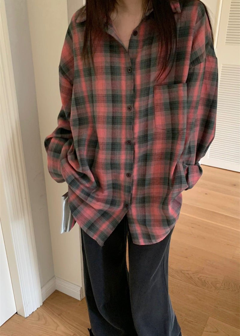 Oversized Plaid Shirt Soft Cotton Relaxed Fit