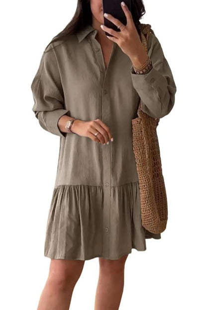 Women's Fashion Loose Button Down Shirt Dress