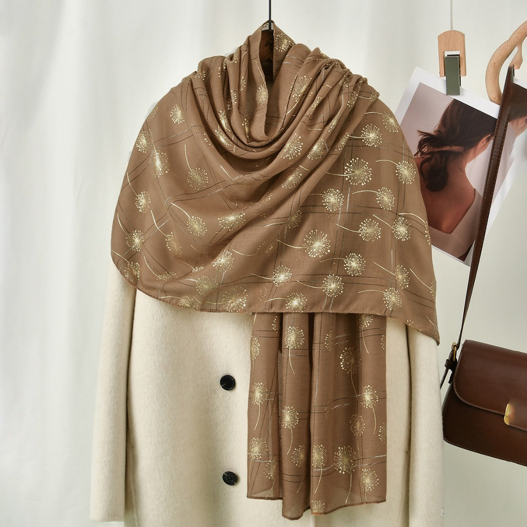 Scarvii - Golden Dandelion Printed Scarf - Stylish &amp;Soft