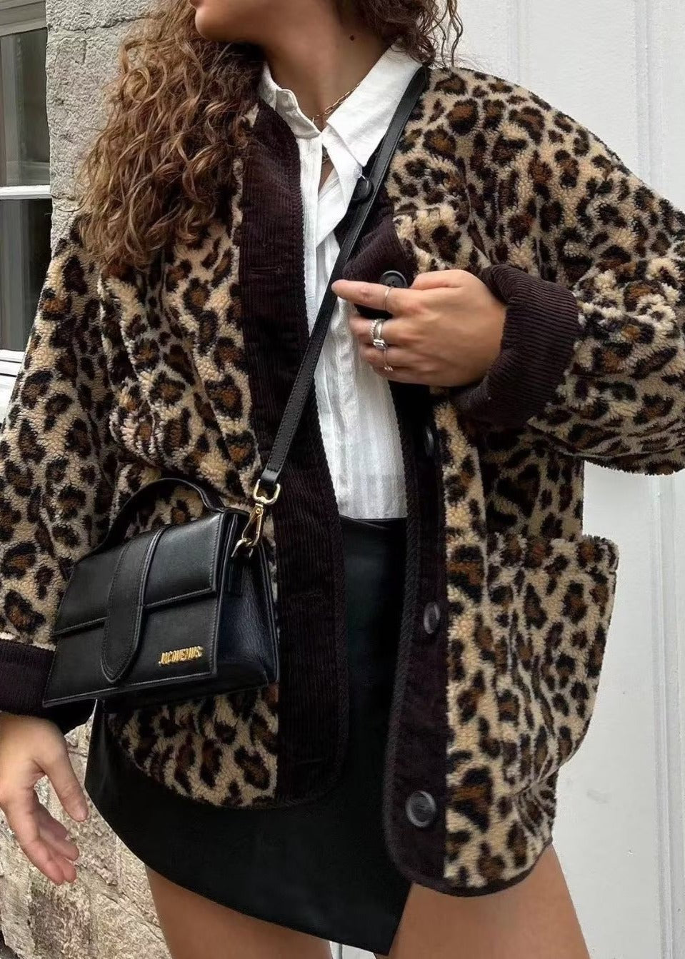 Loose Jacket Plush Fabric Animal Print Style