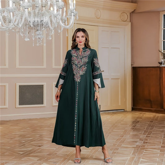 Embroidered Loose Tribal Muslim Abaya Dress