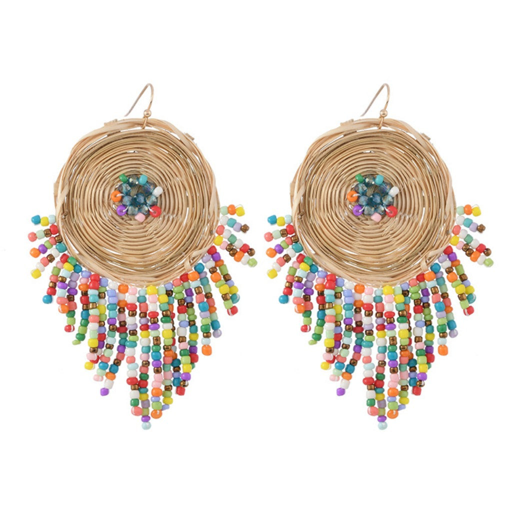 Earwish - Boho Woven Beaded Fringe Earrings - Vintage &amp; Special