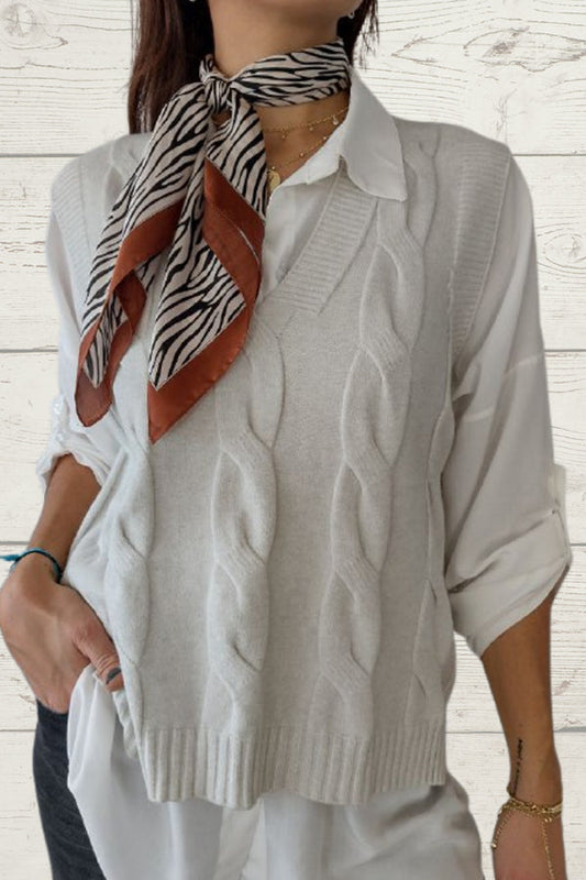 braided sleeveless sweater