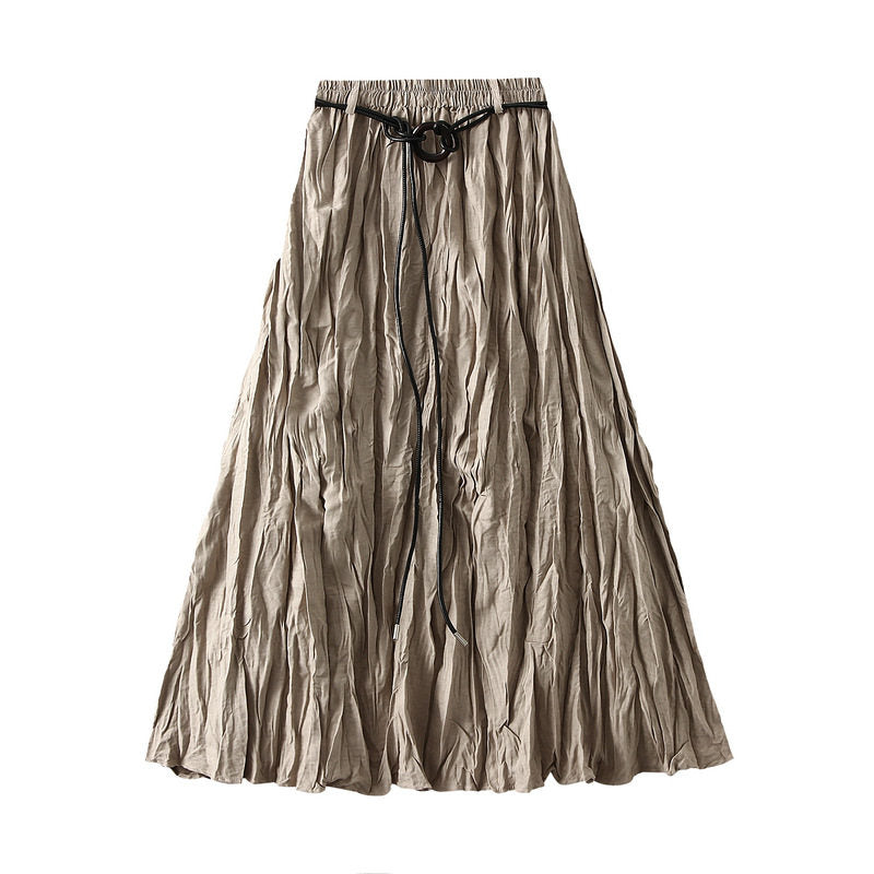 High Waist Pleated Midi Skirt