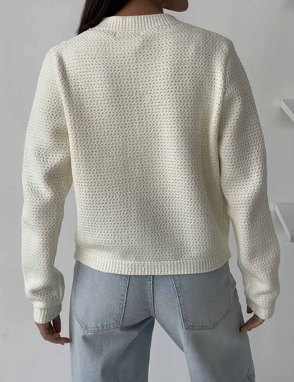 Elegant Knit Solid Color Button Down Cardigan