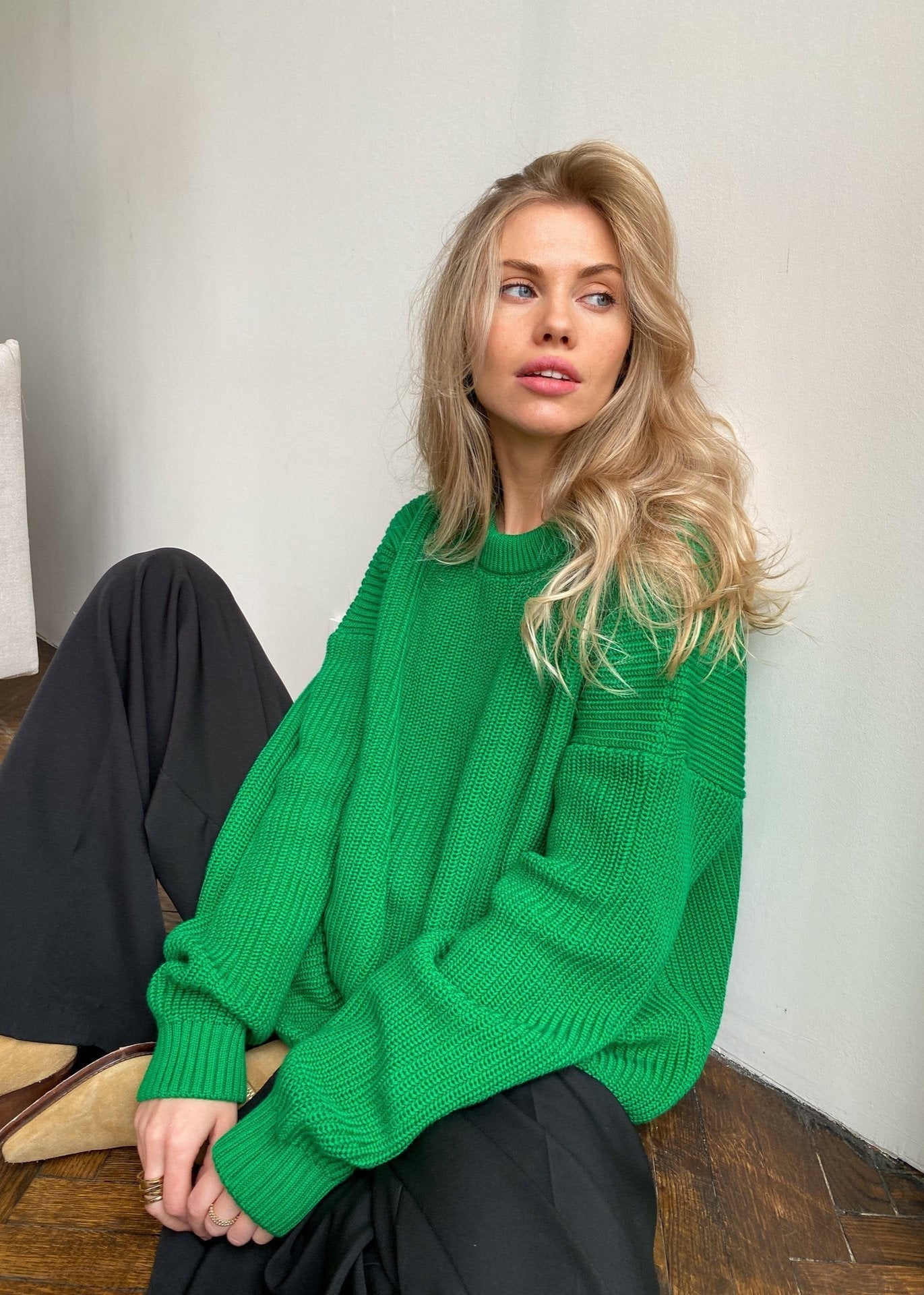 Round Neck Oversized Sweater Soft Fabric