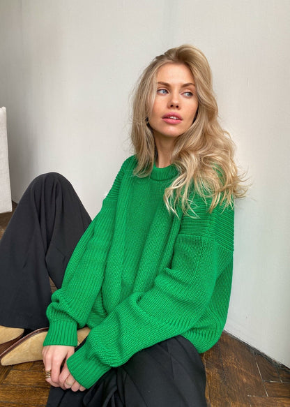 Round Neck Oversized Sweater Soft Fabric